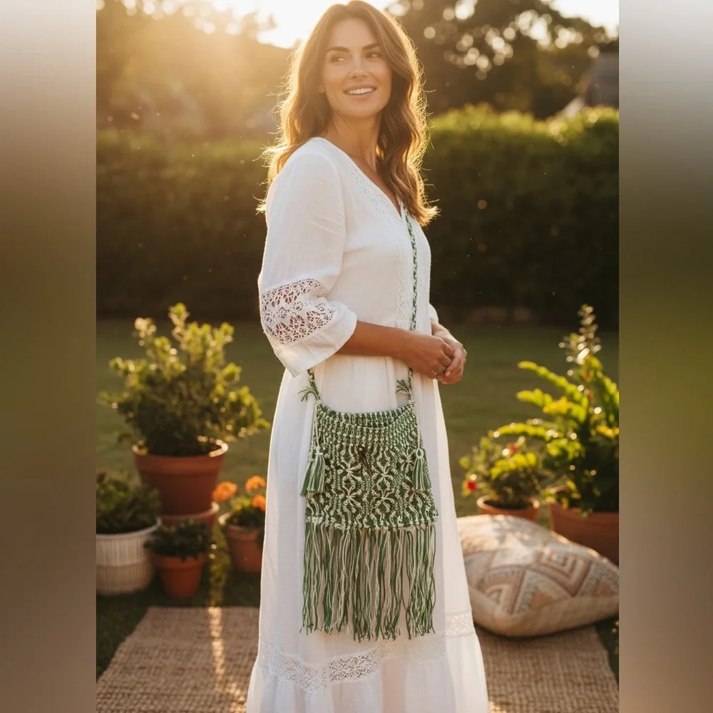 NWT RAJ LA Macramé‎ Fringe Crossbody